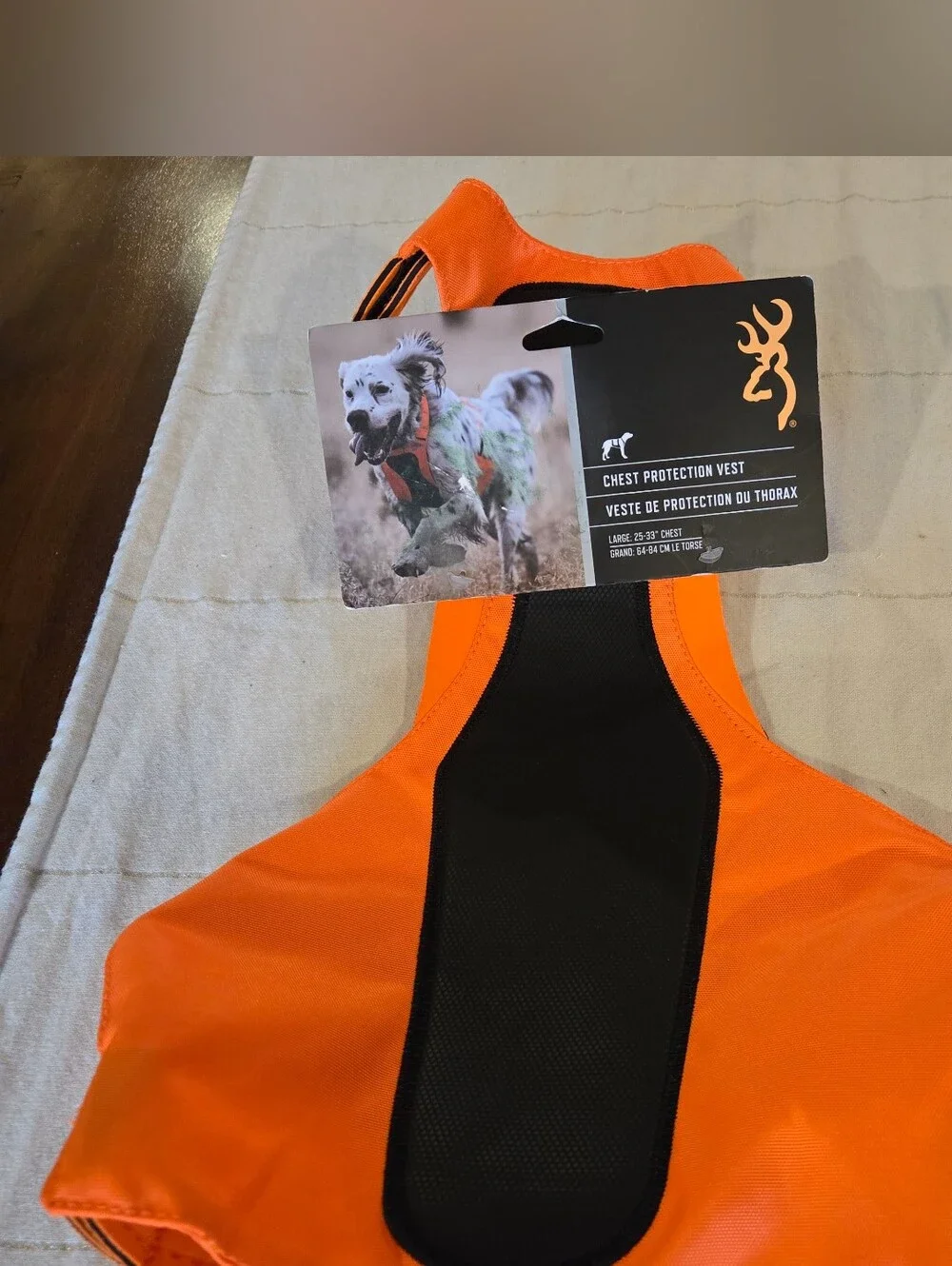 Browning Pet Products Chest Protection Vest Neoprene Reflective Orange/Black L